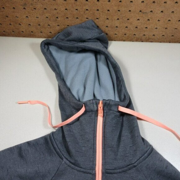 Under Armour women gray orange Fleece® LOOSE turtleneck ColdGear hoodie jacket S - Picture 4 of 5